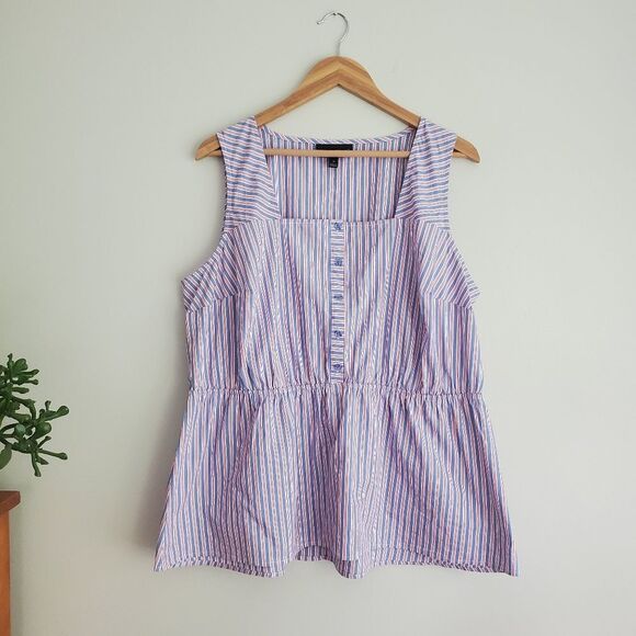 Lane Bryant red,white and blue stripe peplum tank top plus size womens 16 - Picture 1 of 8